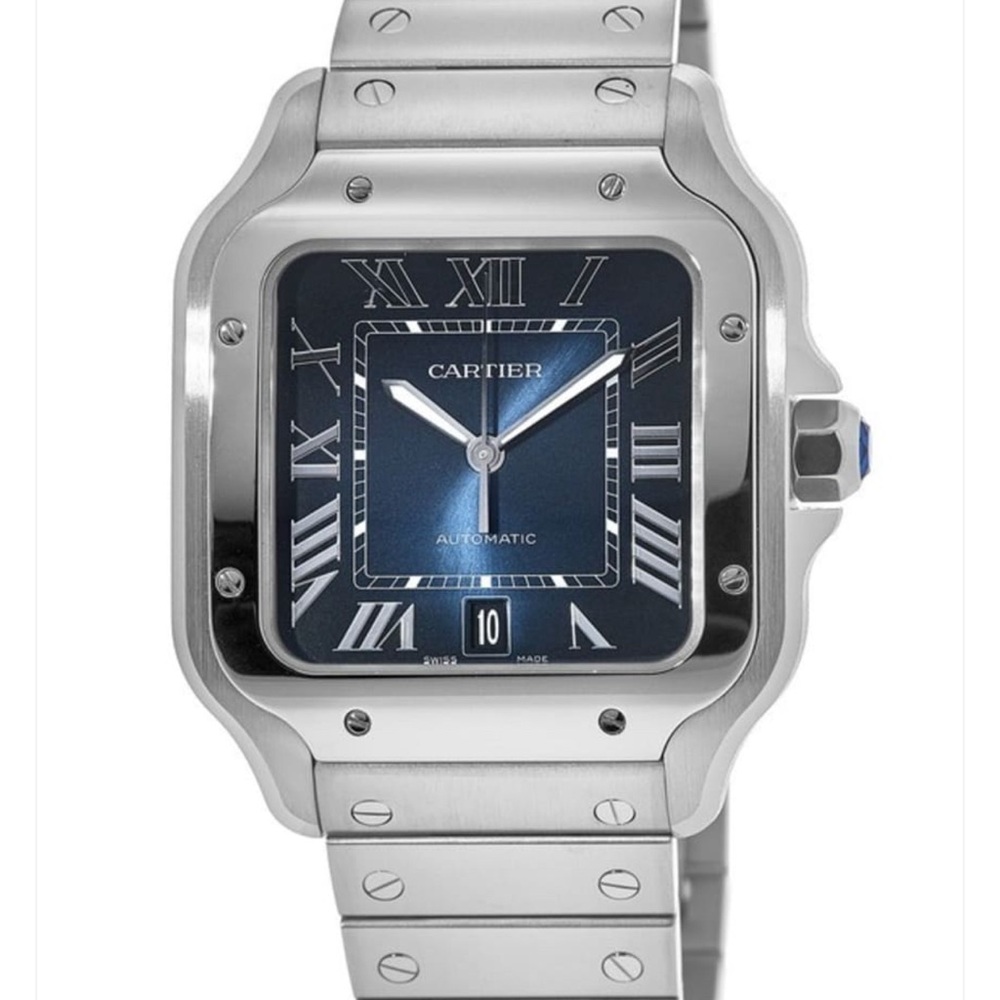 Cartier Stainless Steel Watch with Midnight Blue Dial
